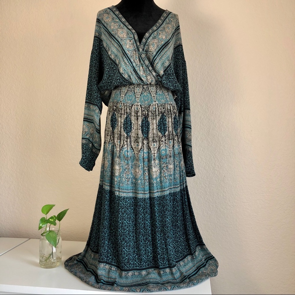 Free People Boho Maxi Dress with Plunge Neckline